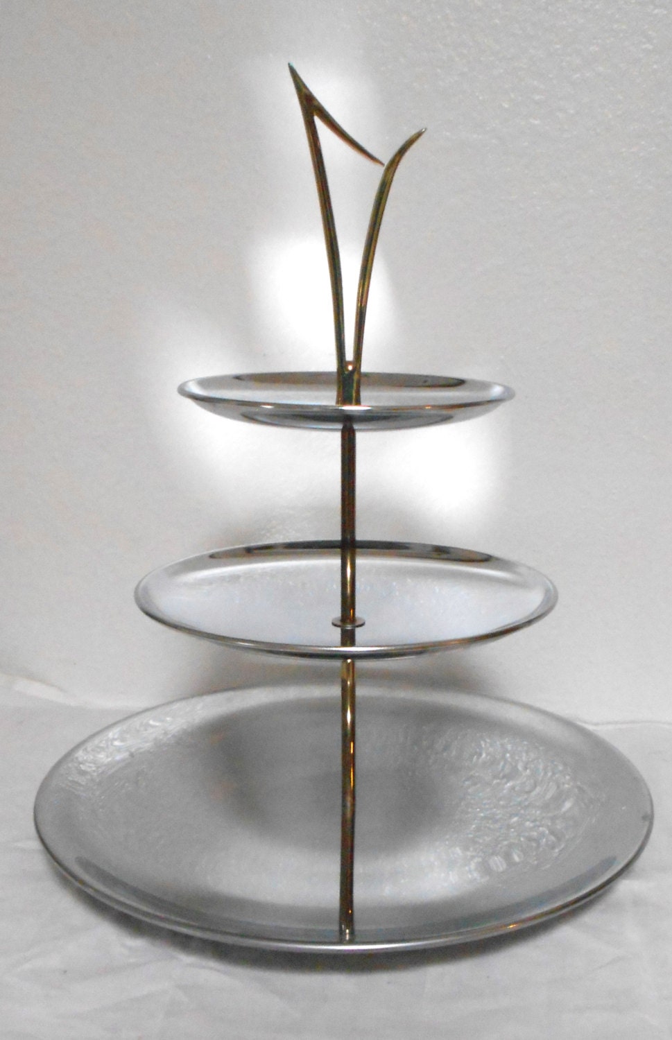 Vintage 3 Tier Chrome Dessert Server, Mid Century Modern ...