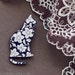 Cat silhouette with flowers - cat brooch, elegant jewelry, floral jewelry, woodland jewelry, fall, autumn