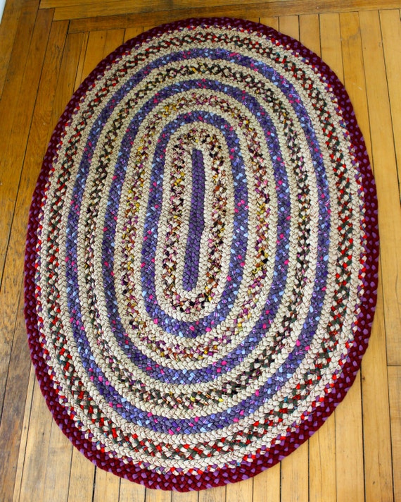 Vintage Oval Braided Rug Rag Rug Larger size Authentic LARGE