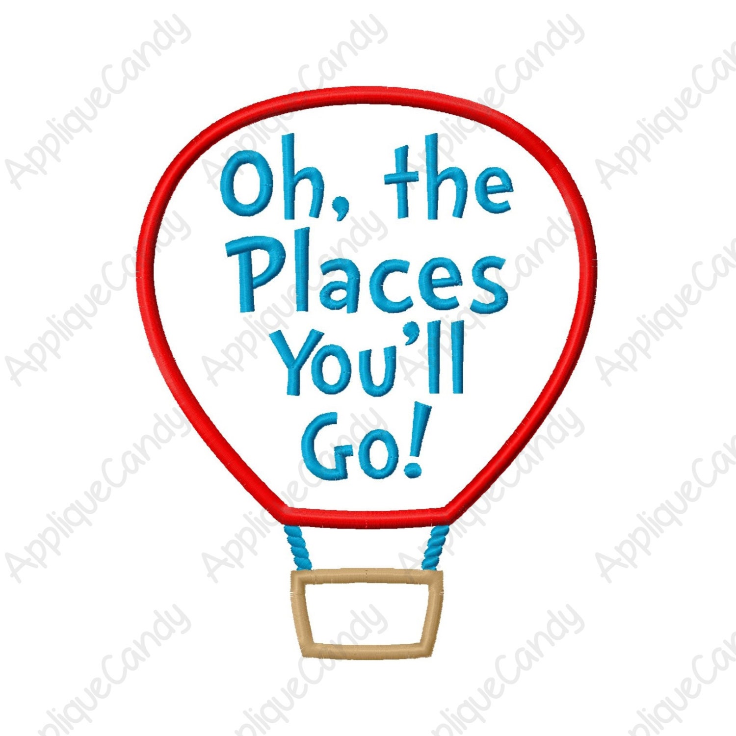 Oh the Places You'll Go Hot Air Balloon Applique by AppliqueCandy