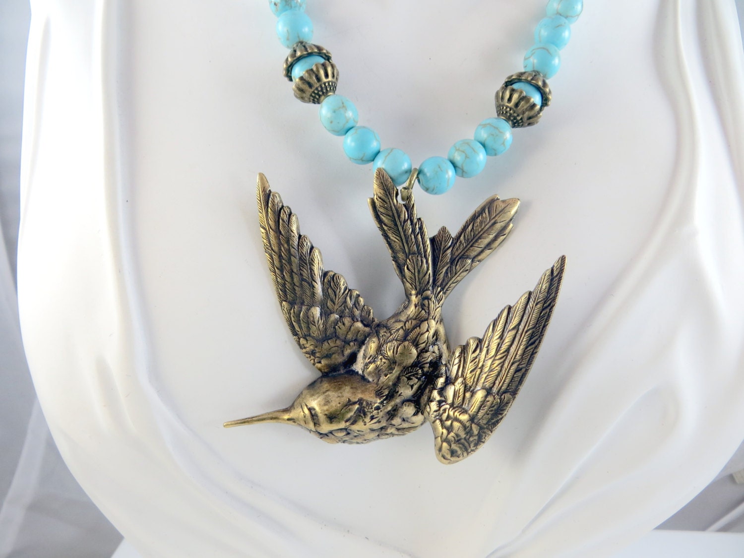Turquoise hummingbird necklace Clearance