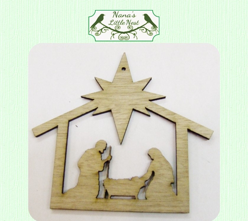 Nativity Ornament Laser Cut Wood