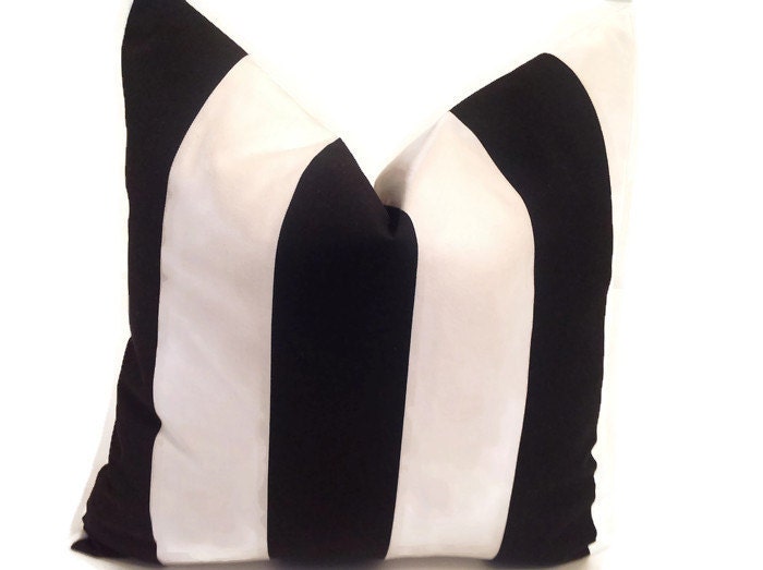 Schumacher Black and White Cabana Stripe Pillow Cover
