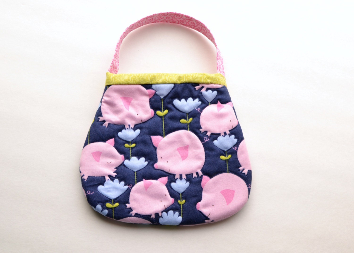 Toddler girl purse Pig toy Toddler handbag quilted pink pigs
