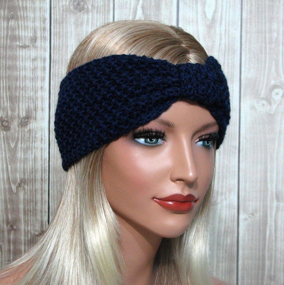 CLEARANCE Knitted Headband for Women Navy Dark by MyLovelySeasons