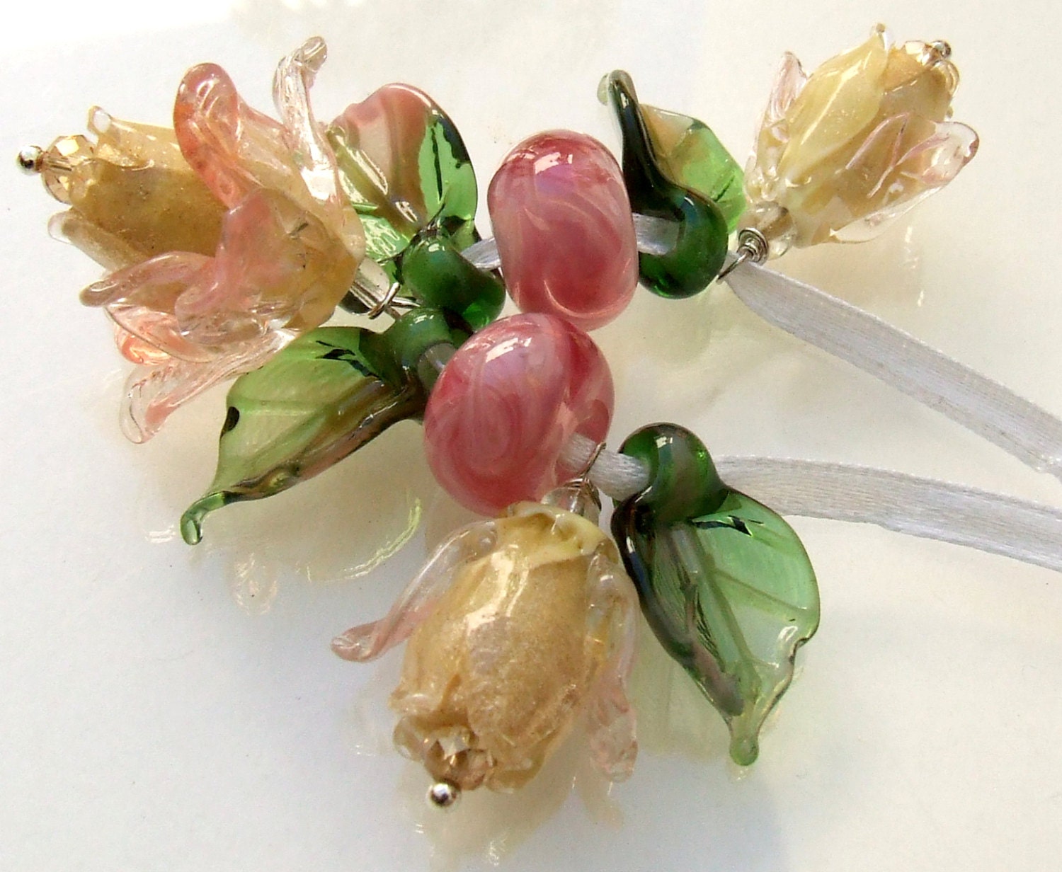 Lampwork Glass Flower Beads for Jewelry Making Romantic