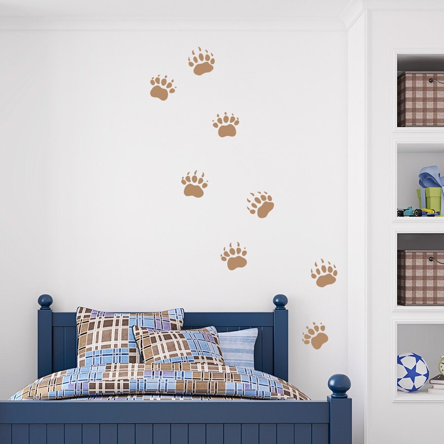 Bear Wall Decal Etsy Grizzly Bear Tracks Vinyl Wall Decal Paw Print
