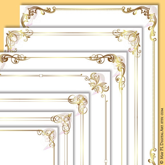 document-frames-page-borders-8x11-gold-floral-foliage-leaf