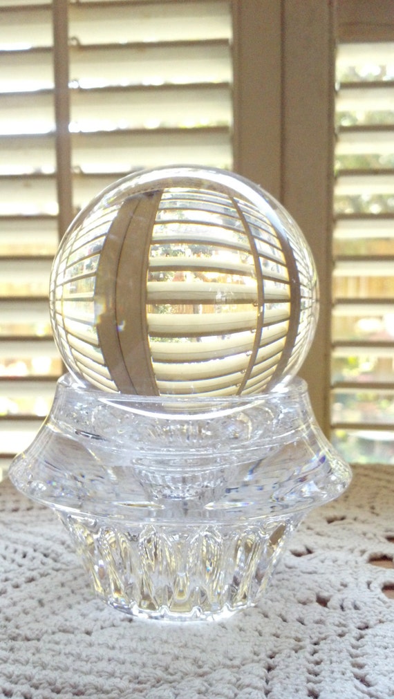Vintage Cut Crystal Healing Ball Stand Holder