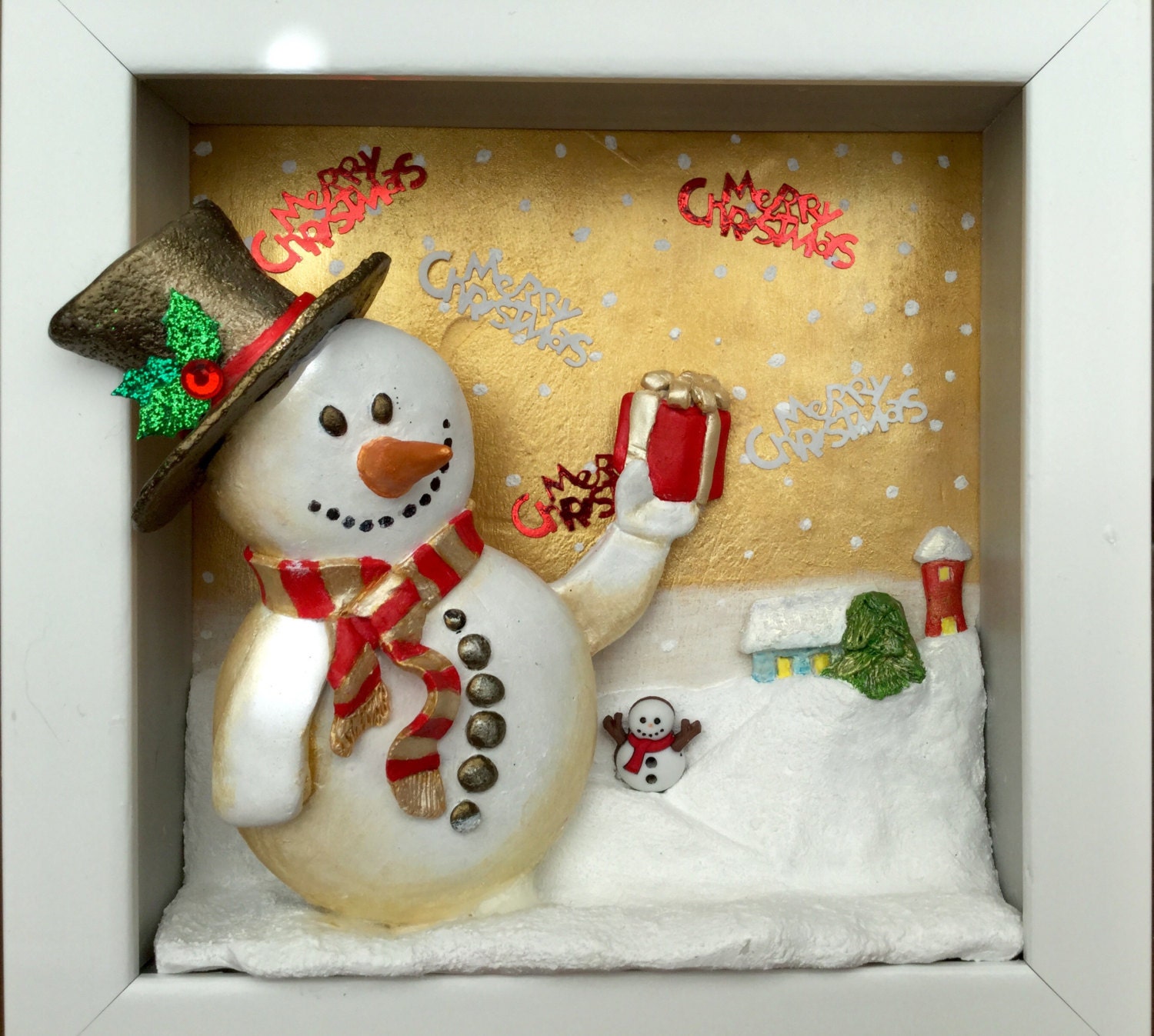 Christmas Snowman Shadow Box