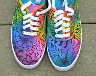Zentangle sneakers, shoes, sneakers, custom sneakers, zentangle art, original art, OOAK, womens sneakers, handpainted