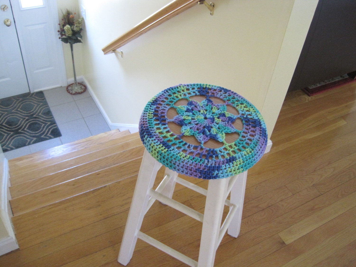 Crochet Bar Stool Cover/Cozy wildflower CBSC2C