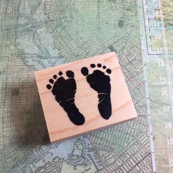 Mini Baby Feet Stamp / Rubber Stamp Mini Baby Feet for Birth