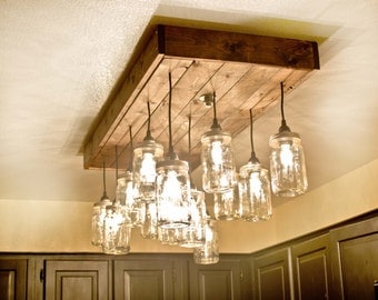 Mason Jar Chandelier. Mason Jar Light (custom sizing offered)
