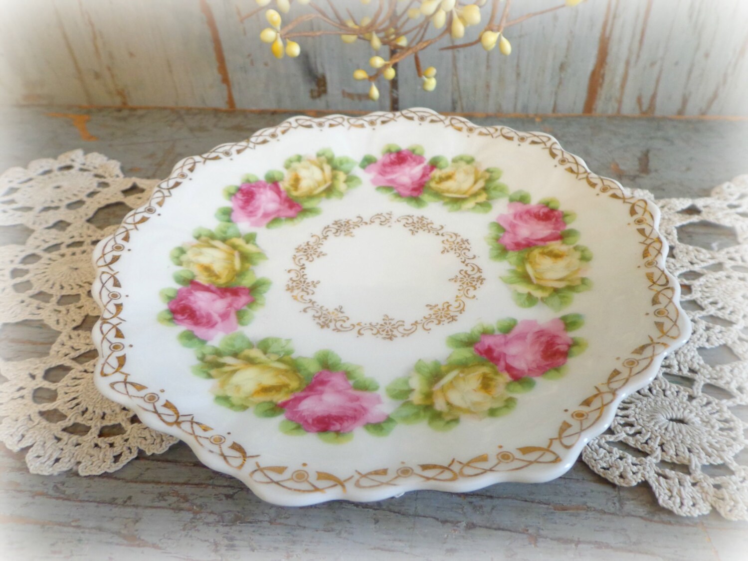 antique z.s. & co. bavaria china dish plate / punch pattern