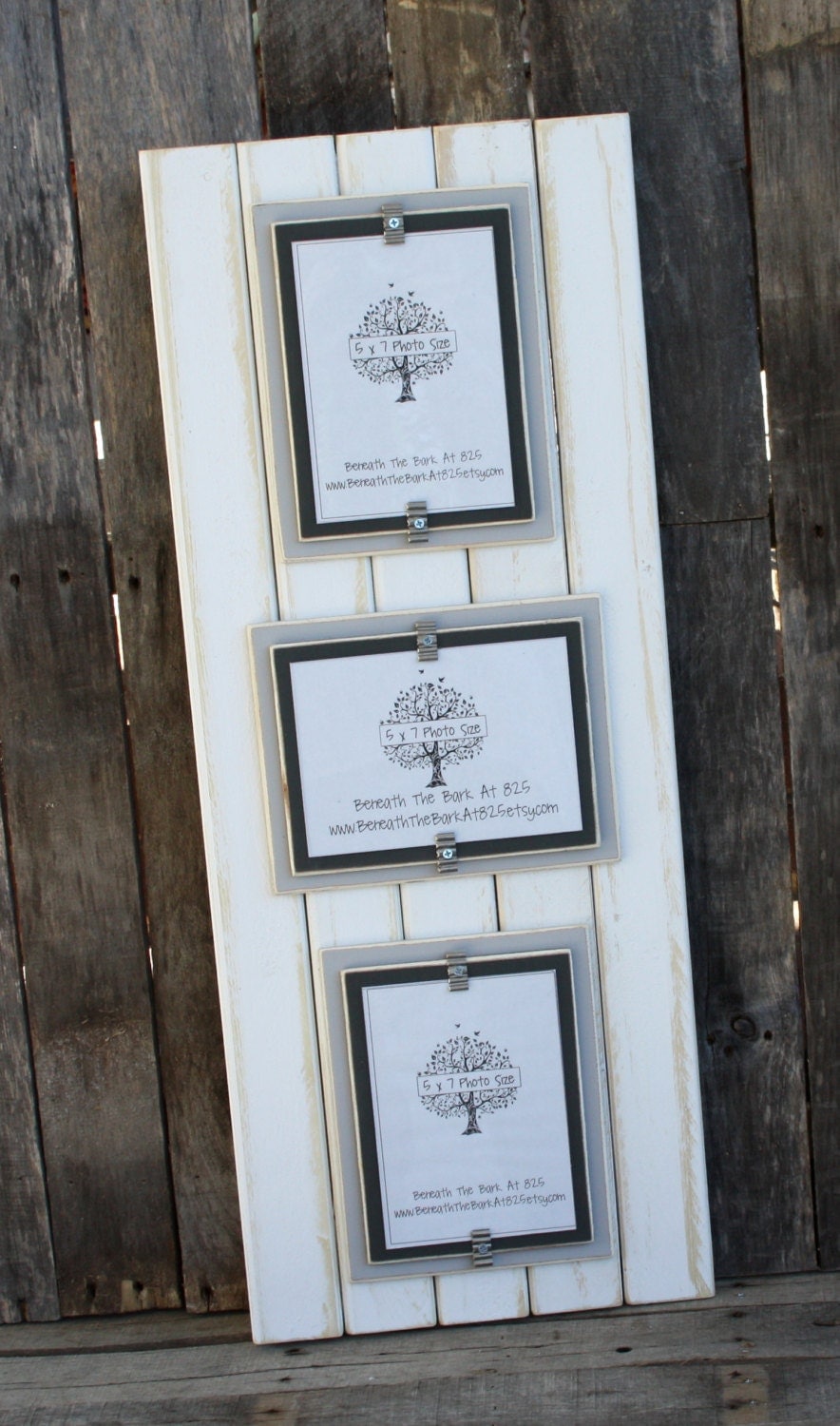 5x7 Triple Picture Frame Distressed Wood Double Mats