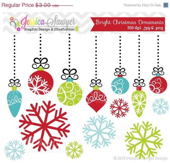 50% OFF- INSTANT DOWNLOAD, bright christmas ornament clipart, christmas decoration clip art, for commercial use, cards, invitations, design Il_570xn