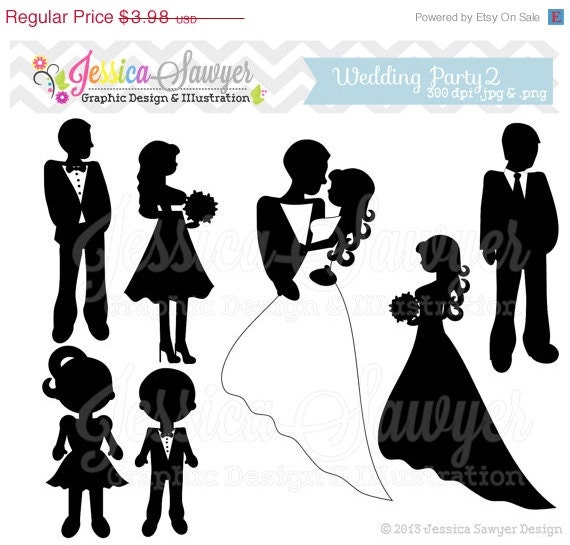 50% OFF- INSTANT DOWNLOAD, wedding silhouette clipart, silhouette clipart, for greeting cards, announcements, scrapbooking Il_570xn