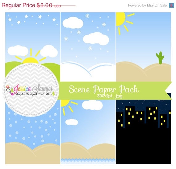 50% OFF- INSTANT DOWNLOAD, scene paper pack - beach background - city background - ocean paper - western desert - digital paper Il_570xn
