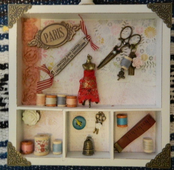 Sewing themed Shadow Box by FlipFlopCrafts on Etsy