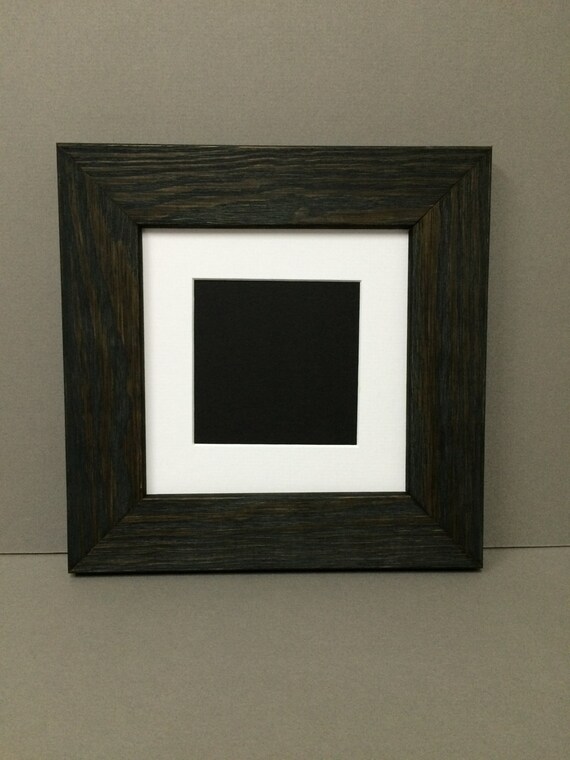 6x6 Square Rustic Black Picture Frame With Mat 3.25x3.25