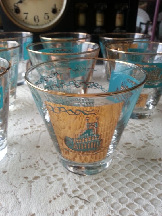 Set of 9 Southern Comfort Bar Glasses with Jigger Shot Glass