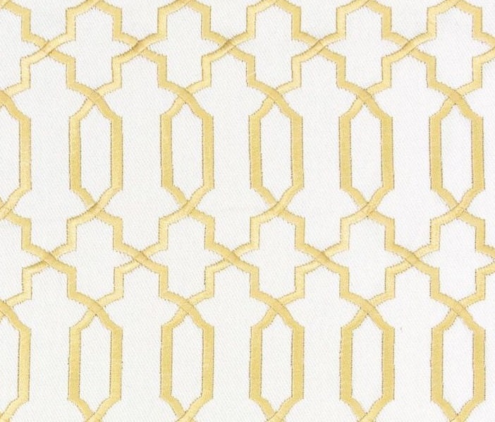 Contemporary Gold Fabric Geometric Gold White Embroidered