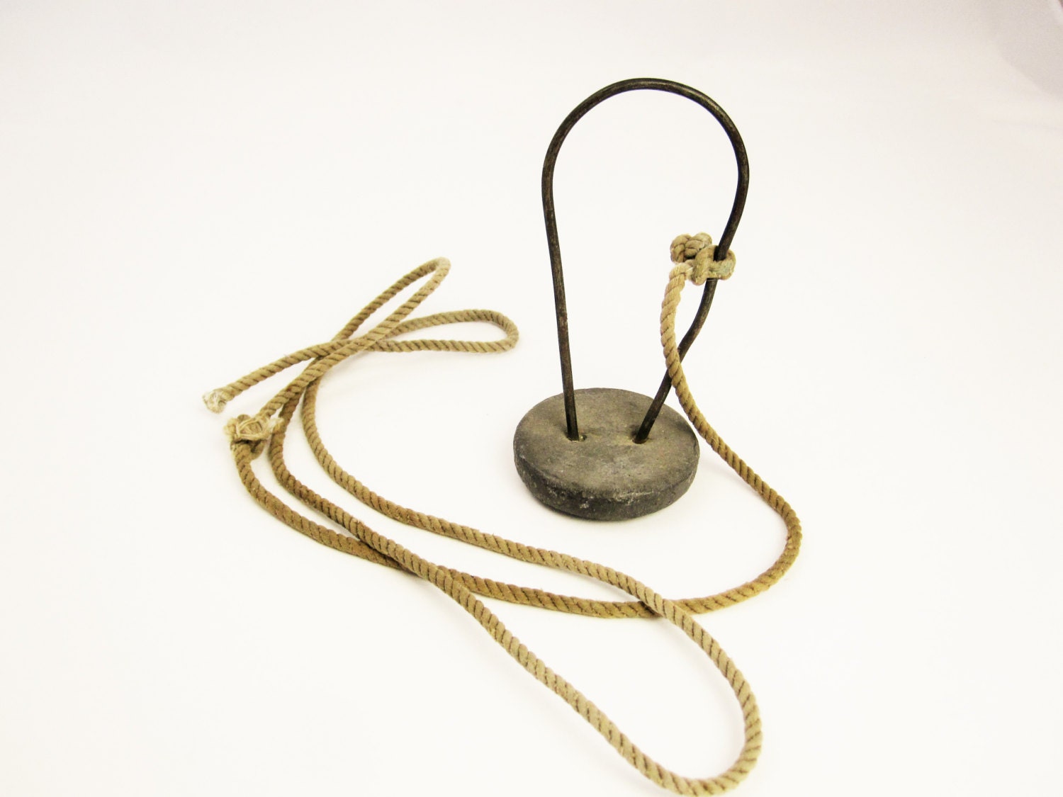 Vintage Duck Decoy Weight and Cotton Cord by TheBrownSuitcase