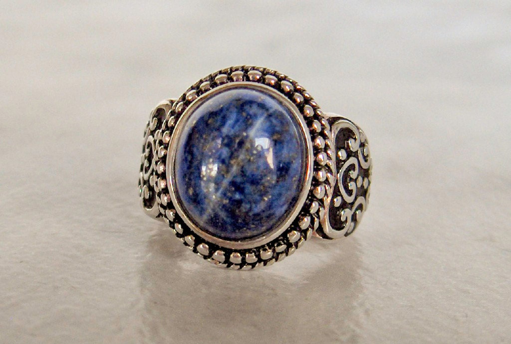 Vintage Sterling Silver Lapis Lazuli Ring Size by GemstoneCowboy