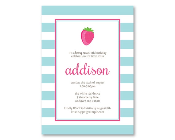 Strawberry Birthday Invitation (Strawberry Invitation, Baby Shower, Strawberry Party, Strawberry Baby Shower, First Birthday, 1st Birthday) Il_570xn