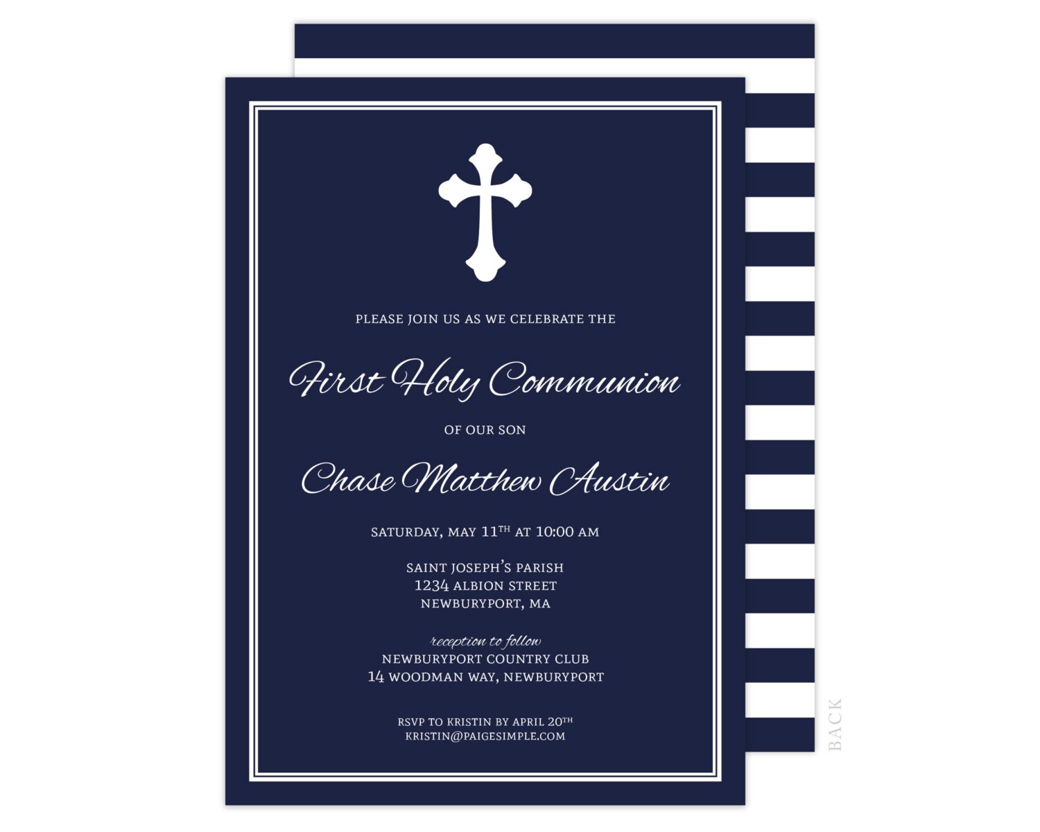 First Communion Invitation Boys First Holy Communion