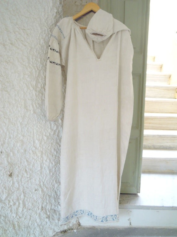 Traditional handmade linen dress Greek vintage dress 22132