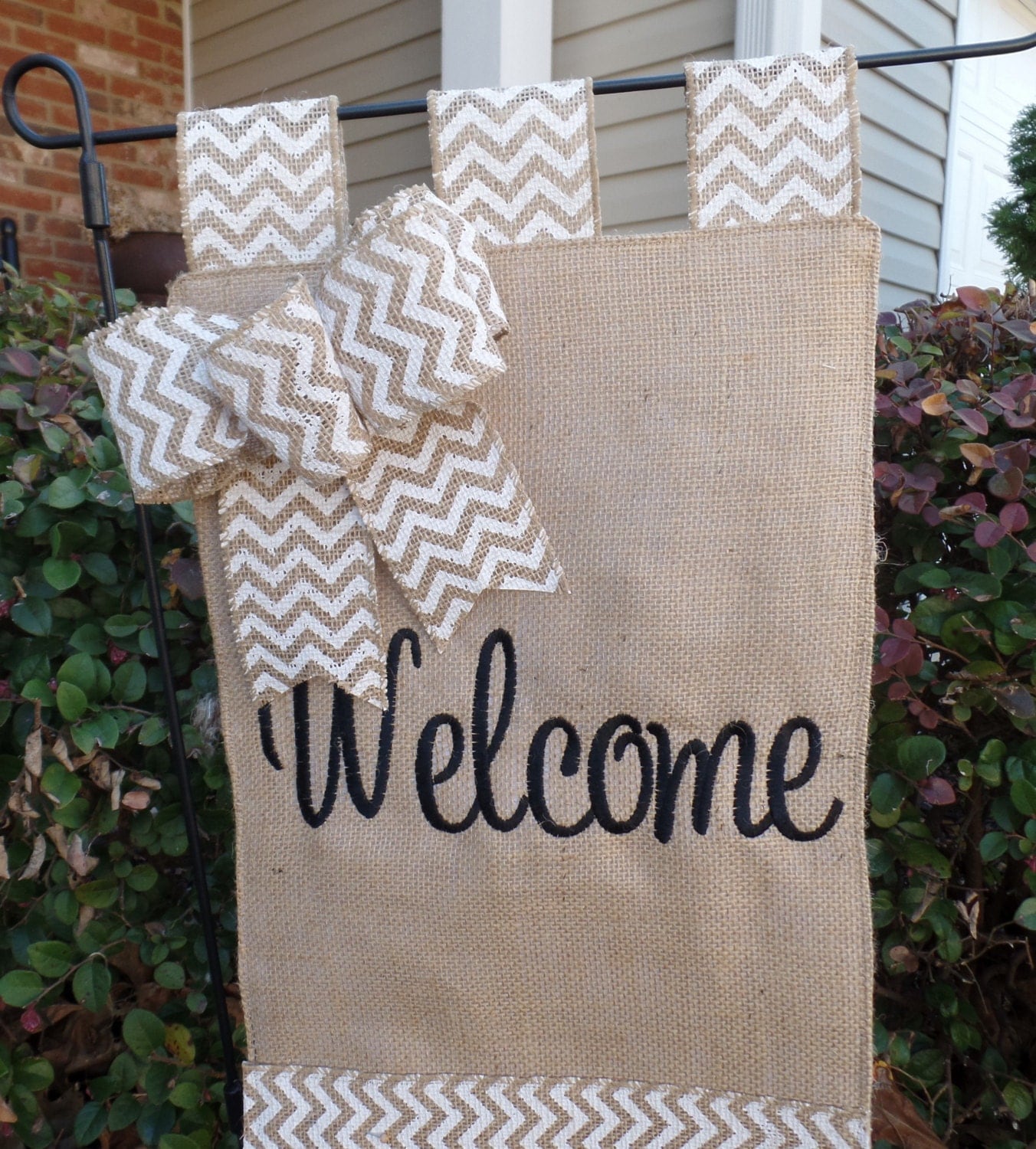Burlap Embroidered Garden Flag for Your Yard Etsy