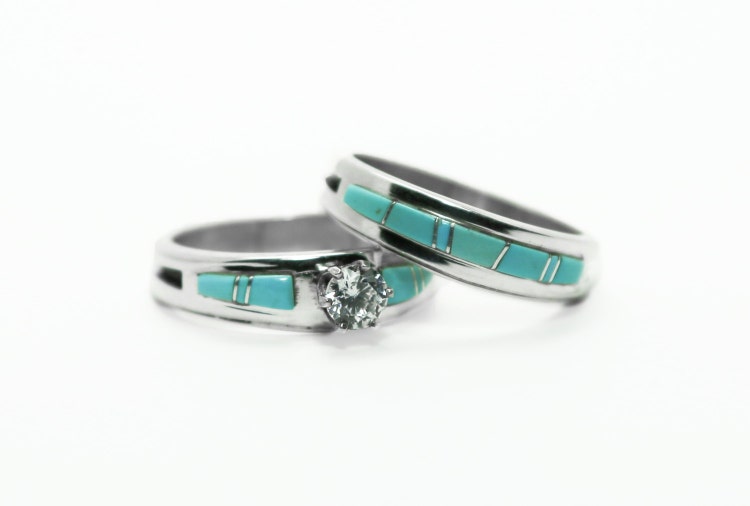 Turquoise Bridal Ring Set by swijewelry on Etsy