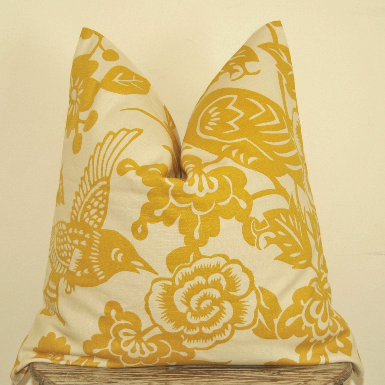 23x23 pillow cover Pillow Cover Yellow Papercut Pattern Pillow by Bird