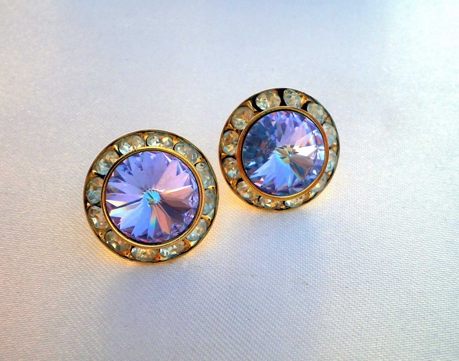Vintage Tanzanite Crystal Earrings..Light Purple