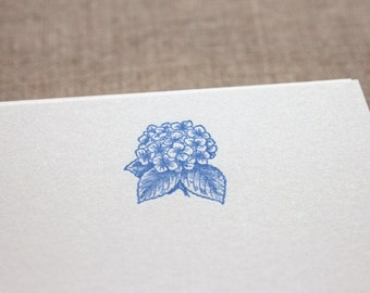 Flat Card Set with Letterpress Hydrangea (vertical)