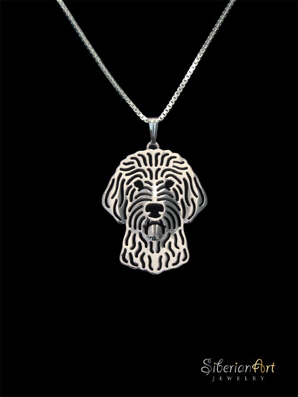 Labradoodle jewelry sterling silver pendant and necklace
