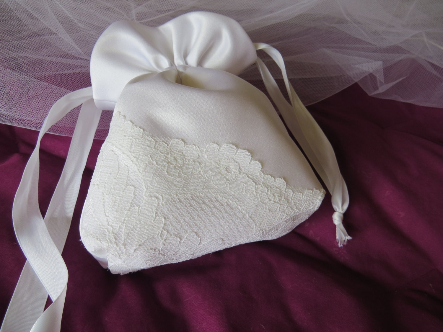 white satin bridal purse