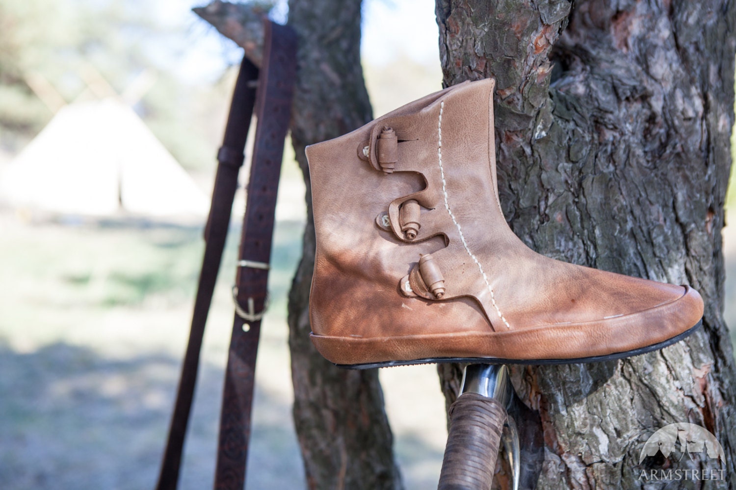 Men's Leather Short Boots Viking Shoes Footwear