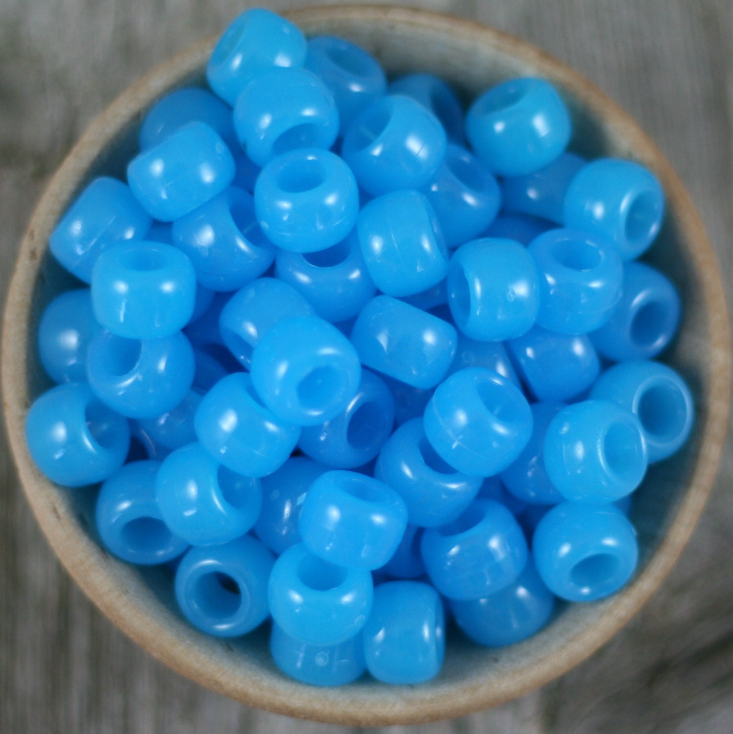 100 Acrylic Glow in the Dark 9mm Pony Beads UV by CastlebarnCurio