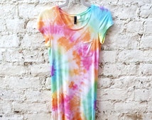 Rainbow Dress Tie Dye T-shirt Dress UK Size 8 US size 4 Summer Beach ...