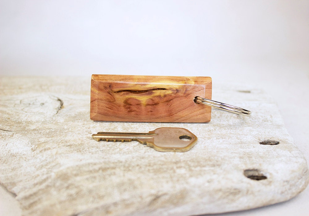 Cedar Wood Key Chain Hand Shaped Wooden Keychain with Silver