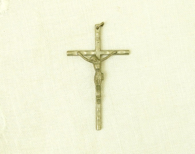 Vintage French Mid Century Metal Crucifix / Religious Jewelry / Christian Cross / Jesus / Christ / Catholic / Church / Christian Jewellery