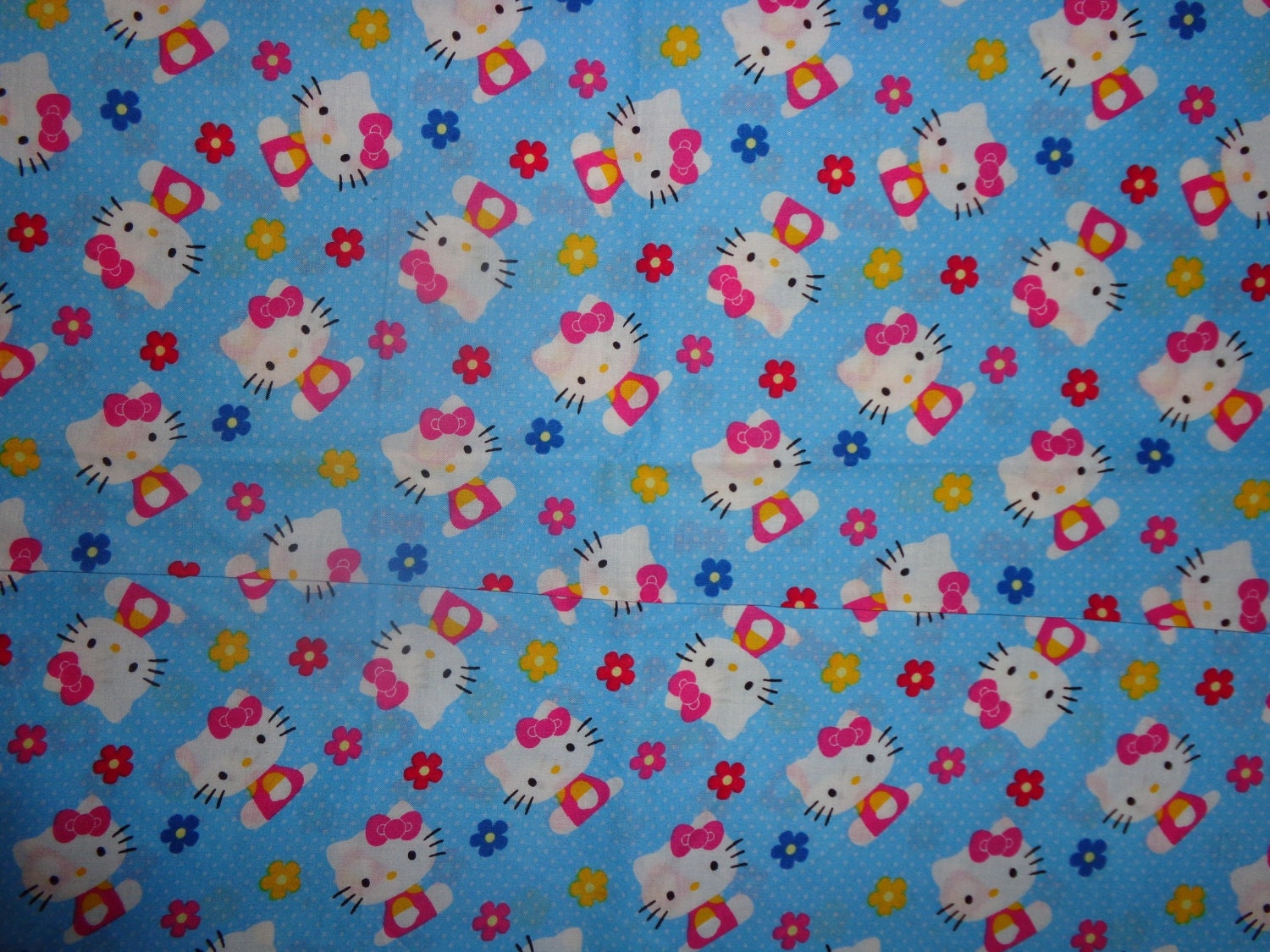 44 Inches Blue Hello Kitty Cotton Fabric by DDDesighns on Etsy