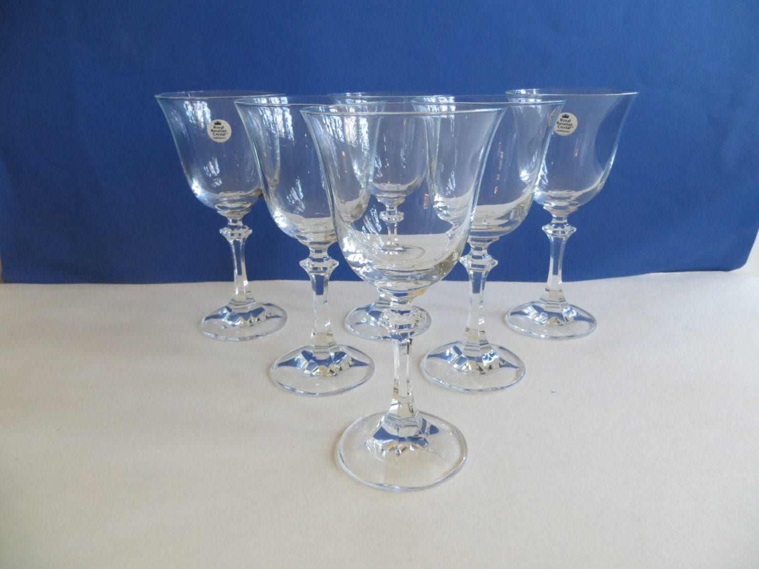 Royal Bavarian Crystal Wine Glasses Set Of 6 1980s Original