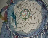 Extra Large Dream Catcher, native woven, Mother Earth Crystal Sun Shines Down Rays From Heaven Dream Ring Dream Catcher by dreamcatcherman