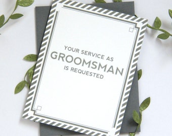 Will You Be My Groomsman Card | bridal party card wedding party card | Grey, Navy or Black