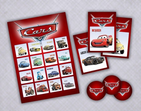 Disney Cars Printable Birthday Party Bingo Game