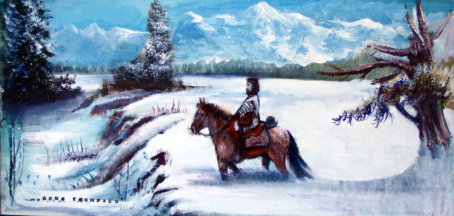 Original Painting 'Mountain Man' 14x26 in by MThompsonFineArt